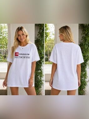The North Face Jerusalem Streetwear Minimal Graphic Coordinates T-Shirt Unisex